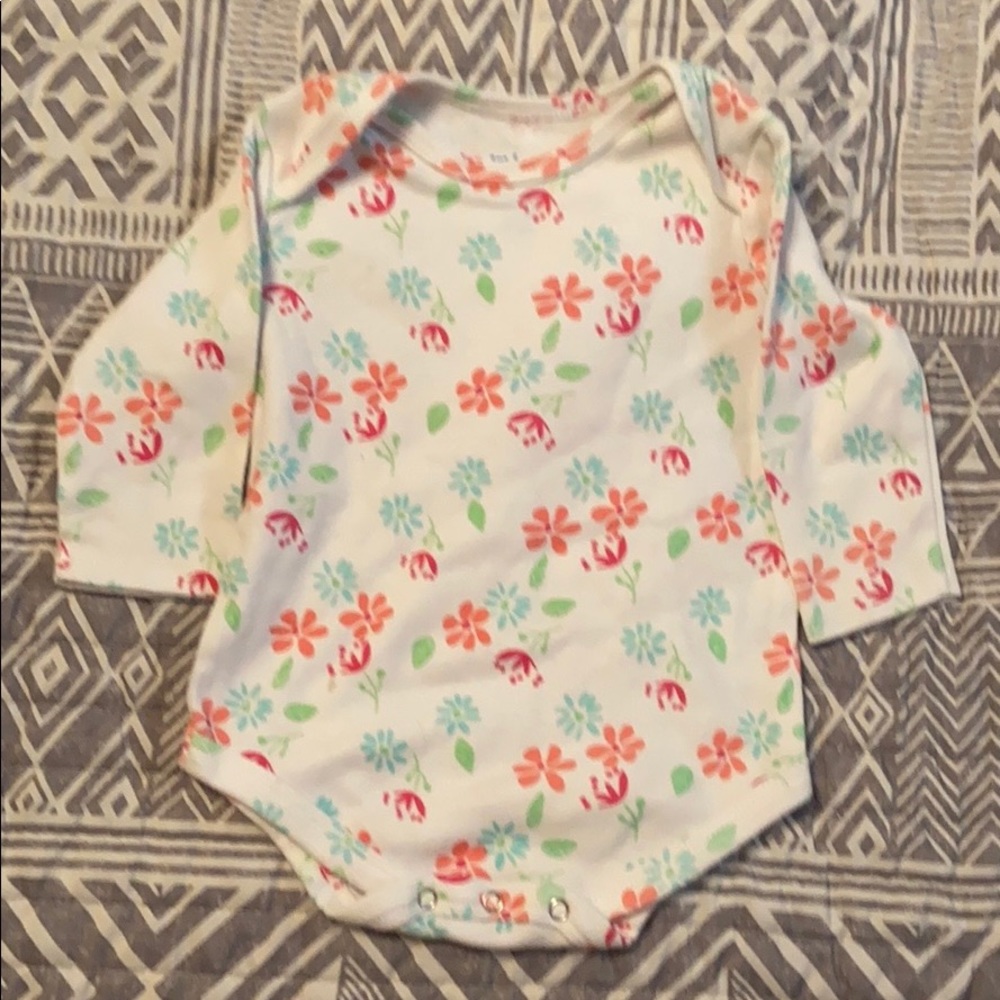 White with flowers long sleeve onesie